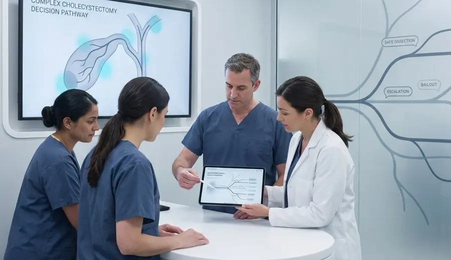 Laparoscopic biliary surgery teaching with the surgical team
