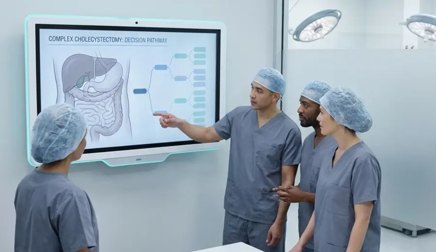 Laparoscopic biliary surgery teaching with the surgical team