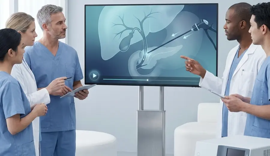 Laparoscopic biliary surgery teaching with the surgical team